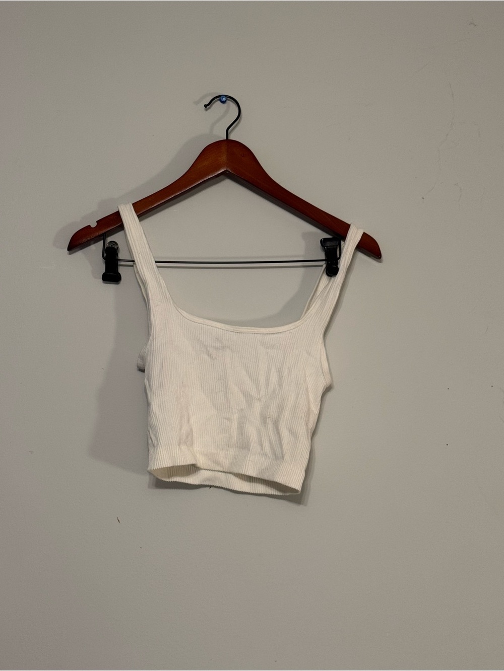 Zara White Ribbed Cropped Tank